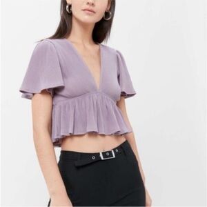 Urban Outfitters NWT Rori Ribbed Babydoll Top Lavande Medium